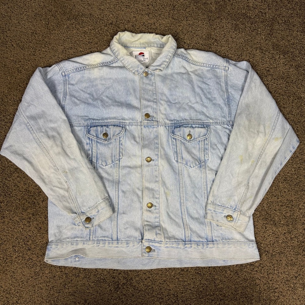 Vintage Pepsi Denim‎ Jacket Adult X-Large Blue Button Up Trucker 90s Pop Soda